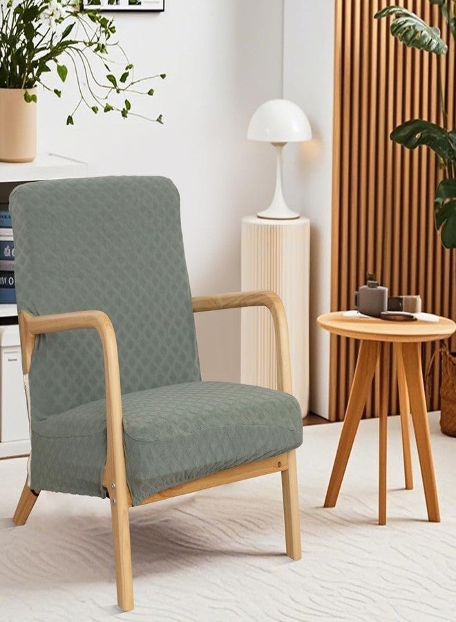 SONNACH Stretch Arm Chair Covers,Mid-Century Modern Chair Cover Reading Armchair Covers,Upholstered Living Room Chair Covers Waffle Fabric Armchair Cover for Bedroom, Balcony (sage) - Image 2